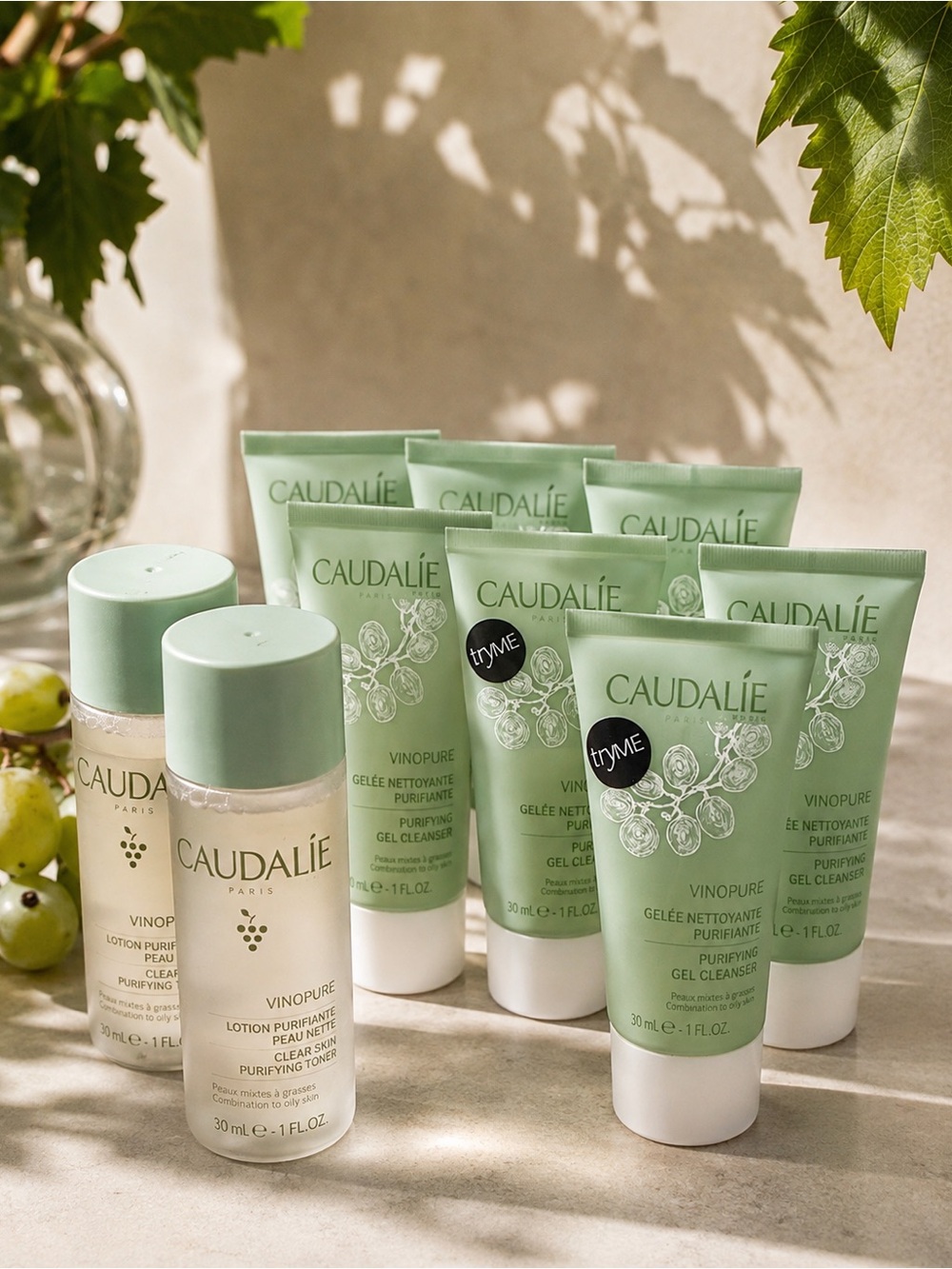Caudalie Vinopure Skincare Lot 8pc Cleanser Toner Travel Size New